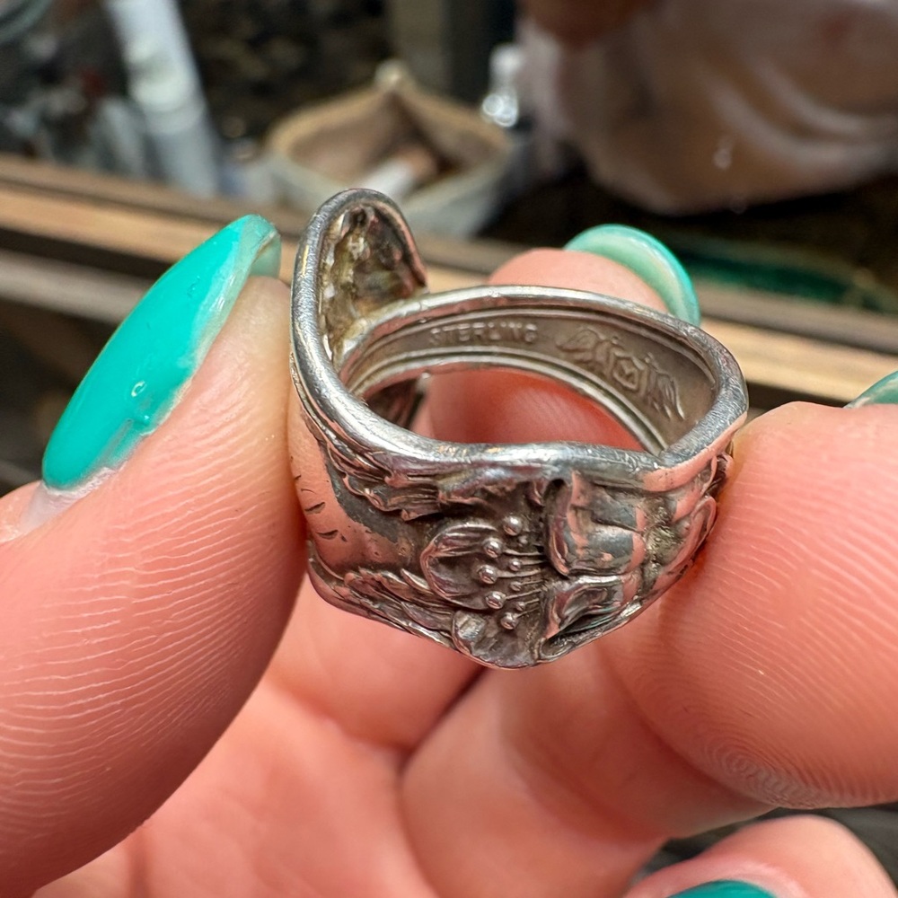 Sterling Silver Vintage Spoon Ring size 5 - Picture 12 of 15